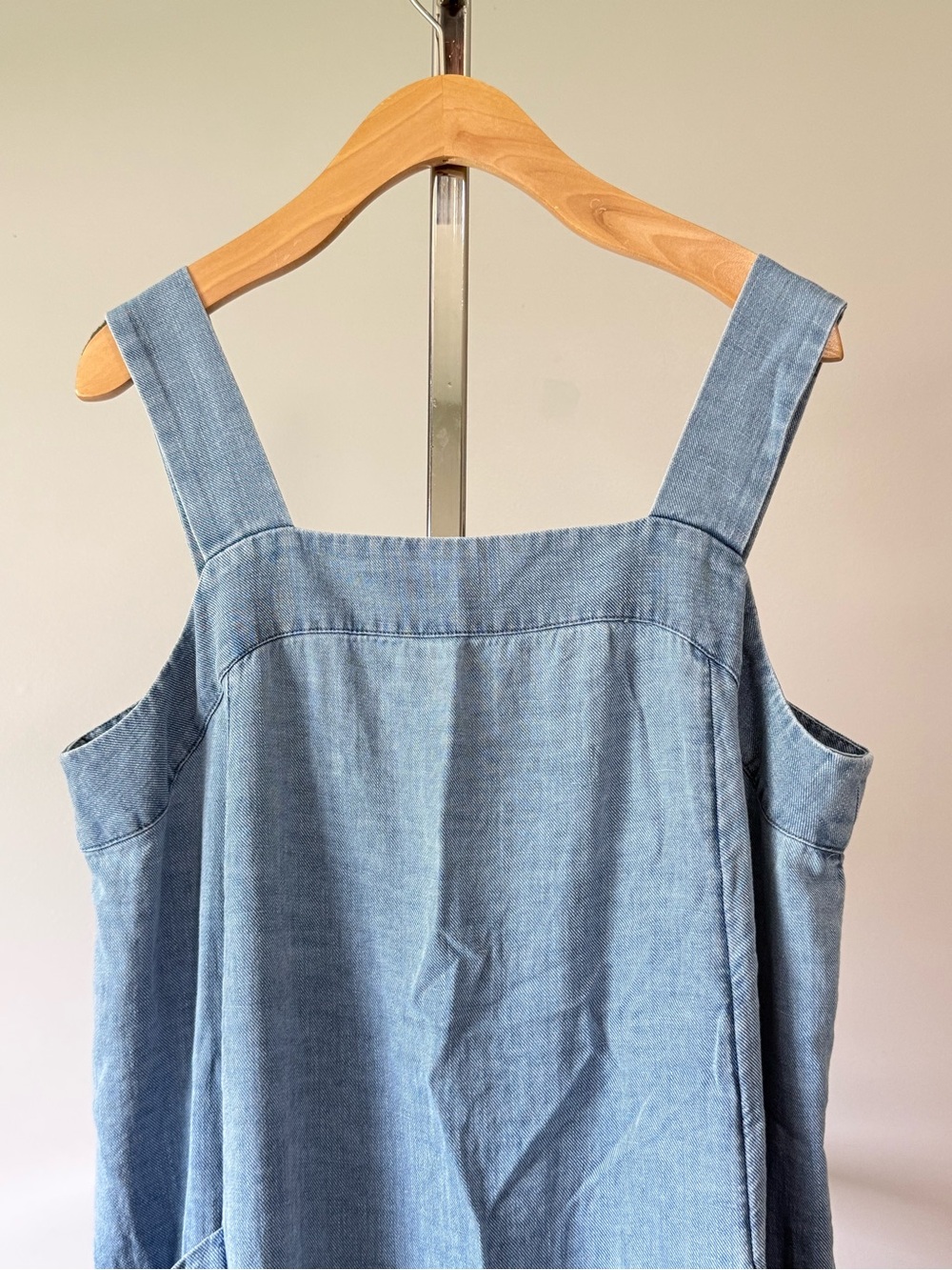Pure Jill Indigo J Jill 100% Cotton Apron Pinafore Jumper Maxi Dress M - Picture 3 of 14